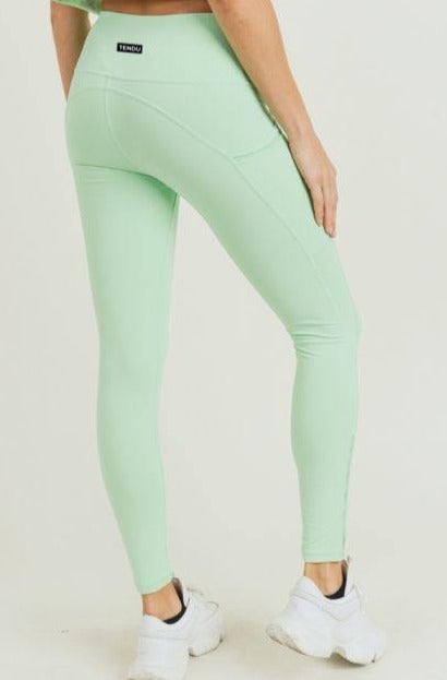 Free People Movement Self-Hem Ecology Leggings Blue Made in Italy $140 |  FF-106