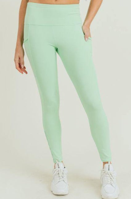 Stash Me In Back Zipper leggings for Women – Mint Green – MICHELLE